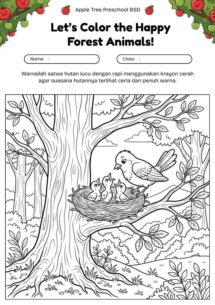 06_gambar_mewarnai_burung_di_sarang_pohon_hutan