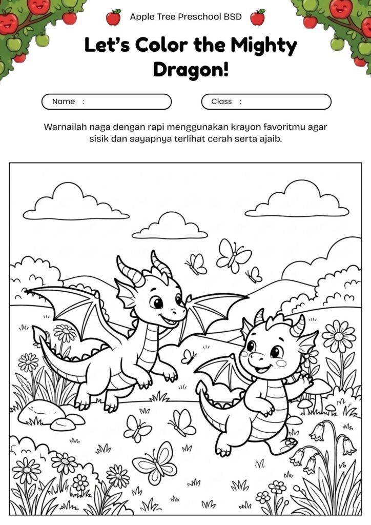 06_gambar_mewarnai_naga_lucu_dua_naga_kecil_bermain_di_padang_rumput
