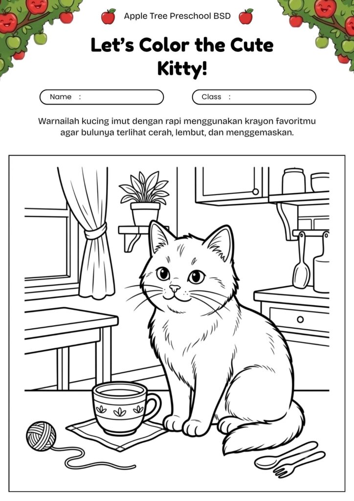 07_gambar_mewarnai_kucing_minum_susu_dengan_cangkir