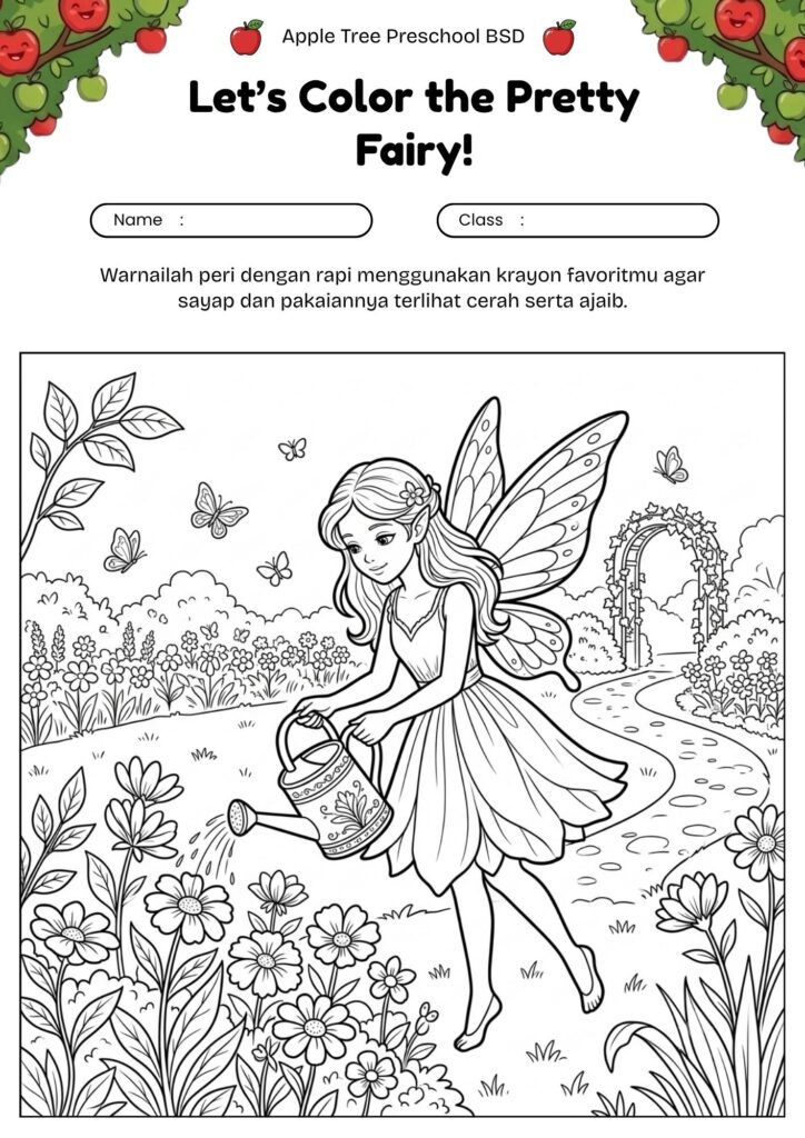 07_gambar_mewarnai_peri_menyiram_bunga_di_taman