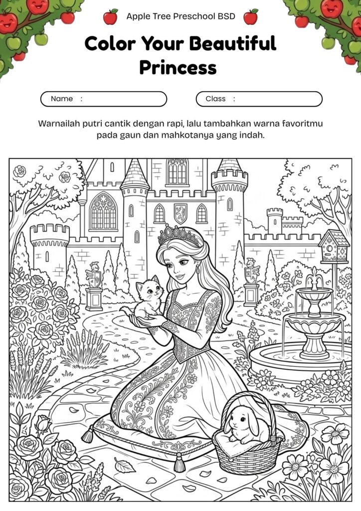 08-gambar-princess-dan-hewan-lucu-untuk-mewarnai-anak