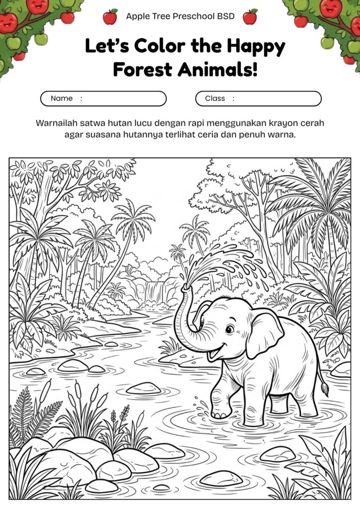 08_gambar_mewarnai_gajah_kecil_mandi_di_sungai_hutan