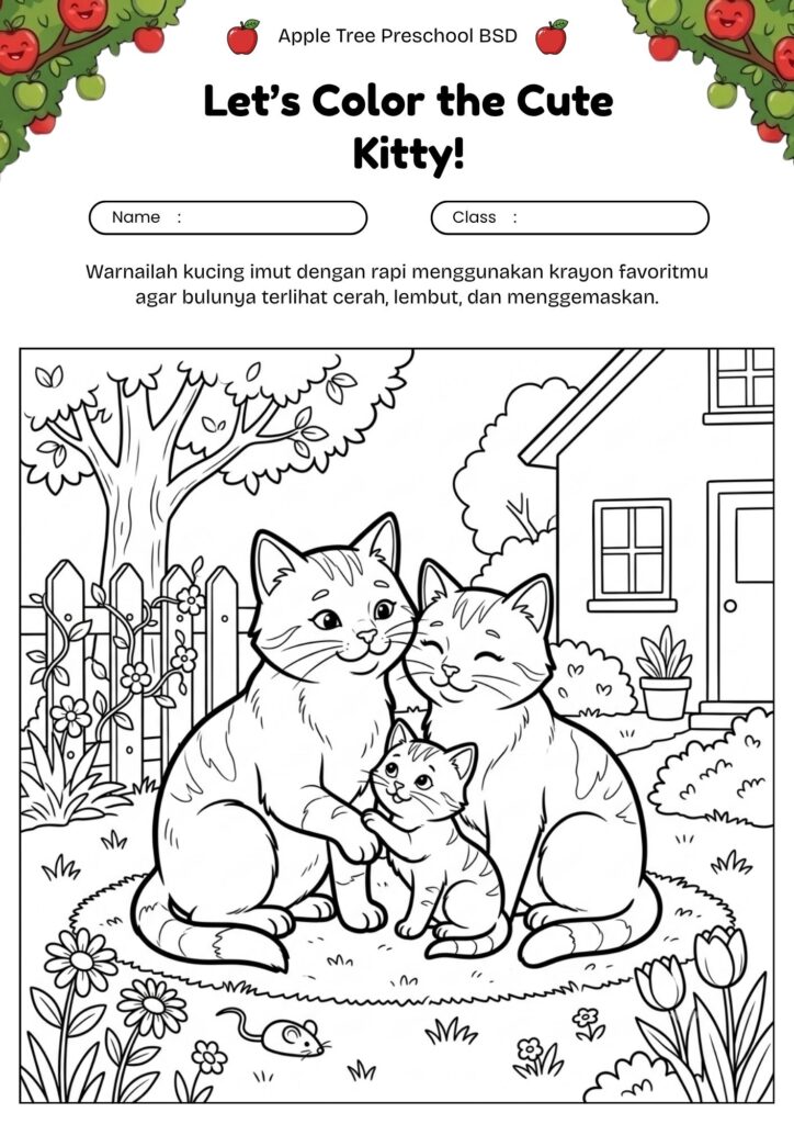 09_gambar_mewarnai_keluarga_kucing_bahagia