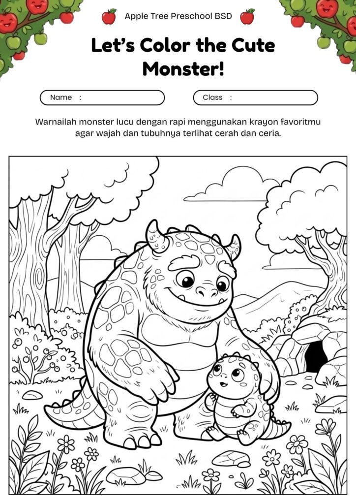 10_gambar_mewarnai_monster_besar_dan_kecil_berteman