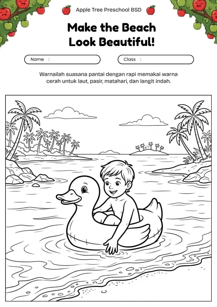 11_gambar_mewarnai_anak_bermain_pelampung_di_laut_worksheet_anak