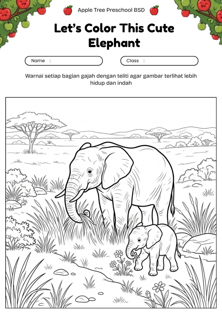 11_gambar_mewarnai_gajah_makan_rumput
