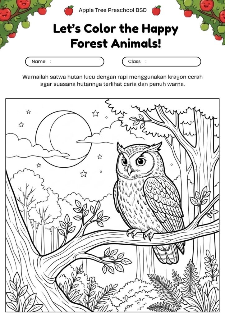 12_gambar_mewarnai_burung_hantu_di_hutan_malam