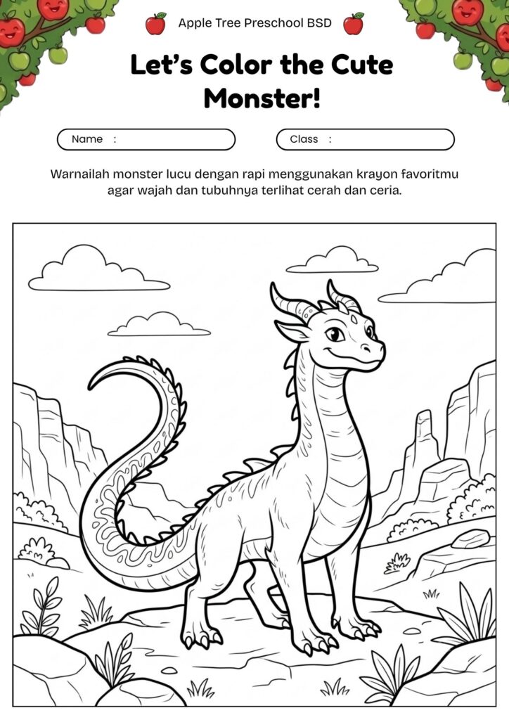 12_gambar_mewarnai_monster_keren_dengan_ekor_panjang