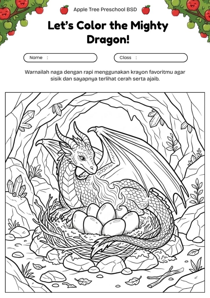 12_gambar_mewarnai_naga_lucu_naga_menghangatkan_sarang_dengan_api_kecil