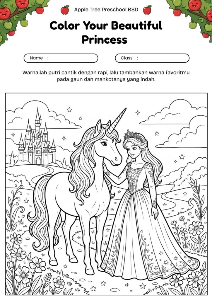 13-gambar-princess-dan-unicorn-ajaib-untuk-mewarnai