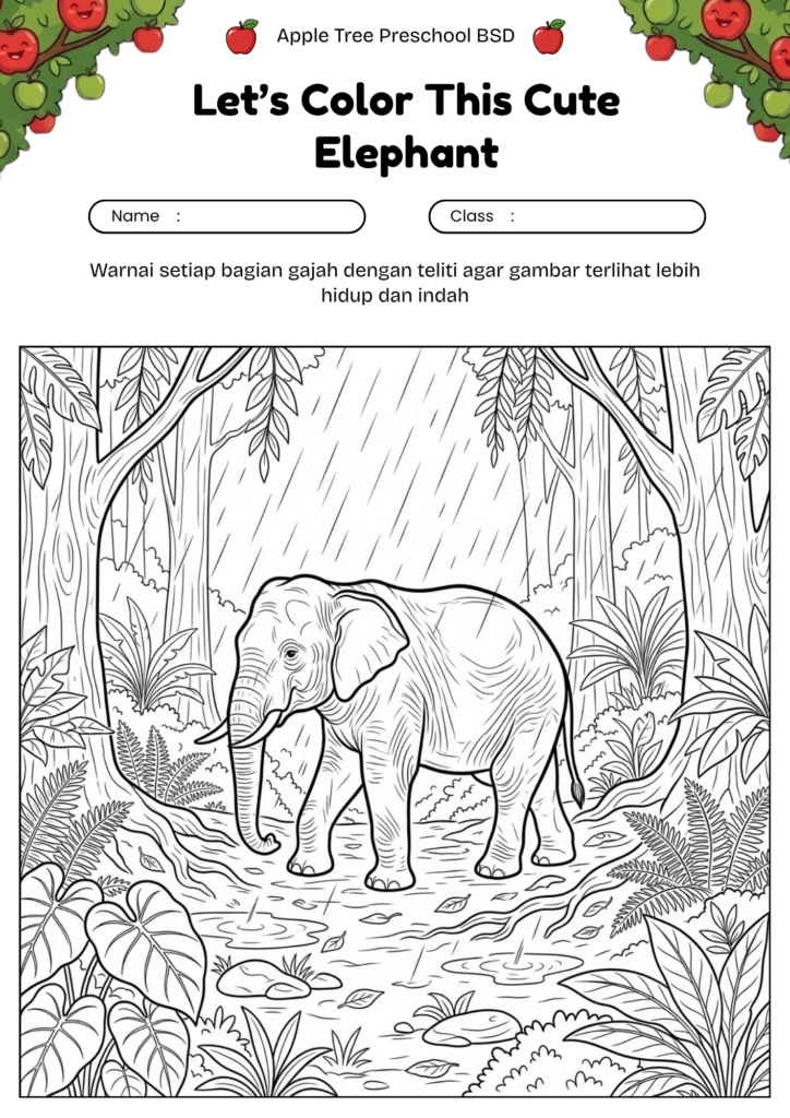 14_gambar_mewarnai_gajah_di_hutan_saat_hujan