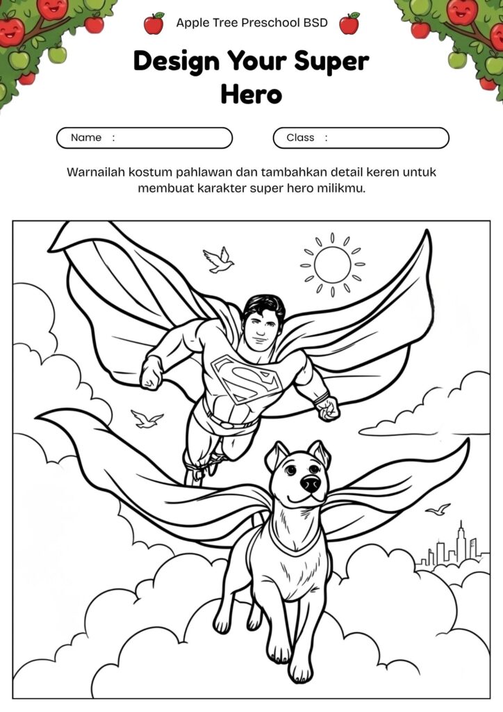 15-gambar-mewarnai-super-hero-superman-dan-krypto-terbang