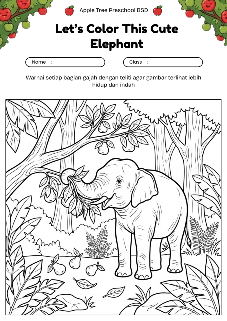 15_gambar_mewarnai_gajah_mengambil_buah