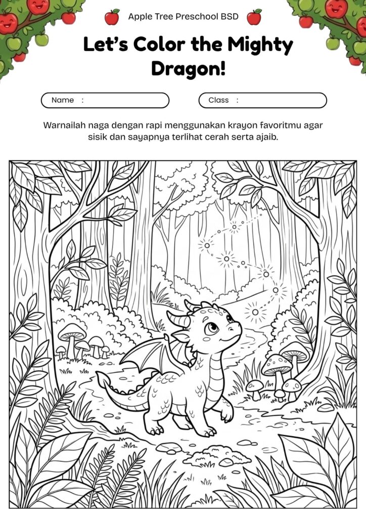 15_gambar_mewarnai_naga_lucu_anak_naga_mengikuti_kunang_kunang_di_hutan_senja