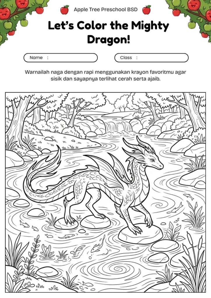 17_gambar_mewarnai_naga_lucu_naga_menyeberangi_sungai_berbatu