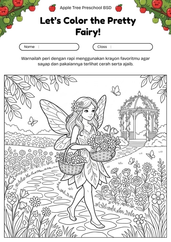 17_gambar_mewarnai_peri_membawa_keranjang_bunga