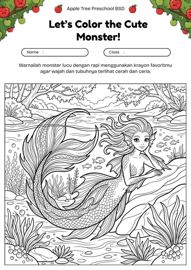 19_gambar_mewarnai_monster_ekor_ikan_di_sungai_fantasi