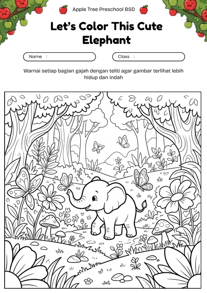 20_gambar_mewarnai_gajah_hutan_fantasi