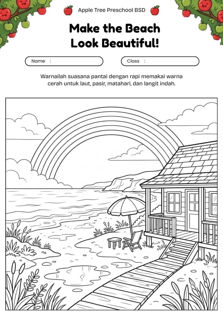 20_gambar_mewarnai_pantai_dengan_pelangi_worksheet_anak