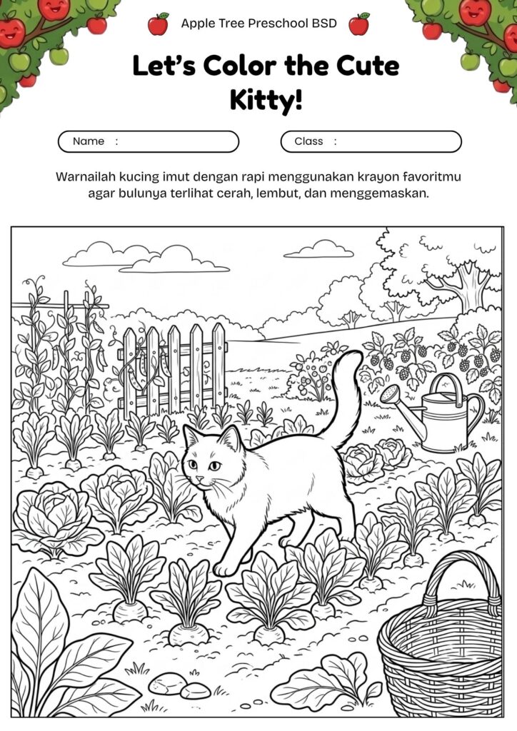 24_gambar_mewarnai_kucing_di_kebun_dengan_sayuran