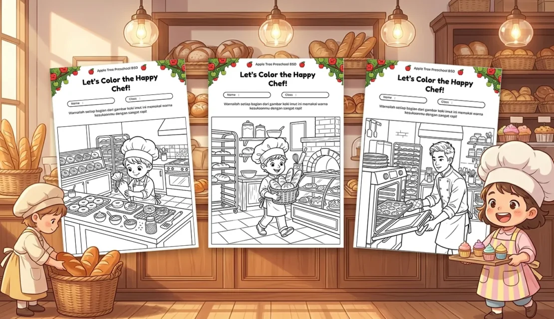 Download 20 Gambar Mewarnai Koki Lucu Untuk Anak Yang Suka Memasak