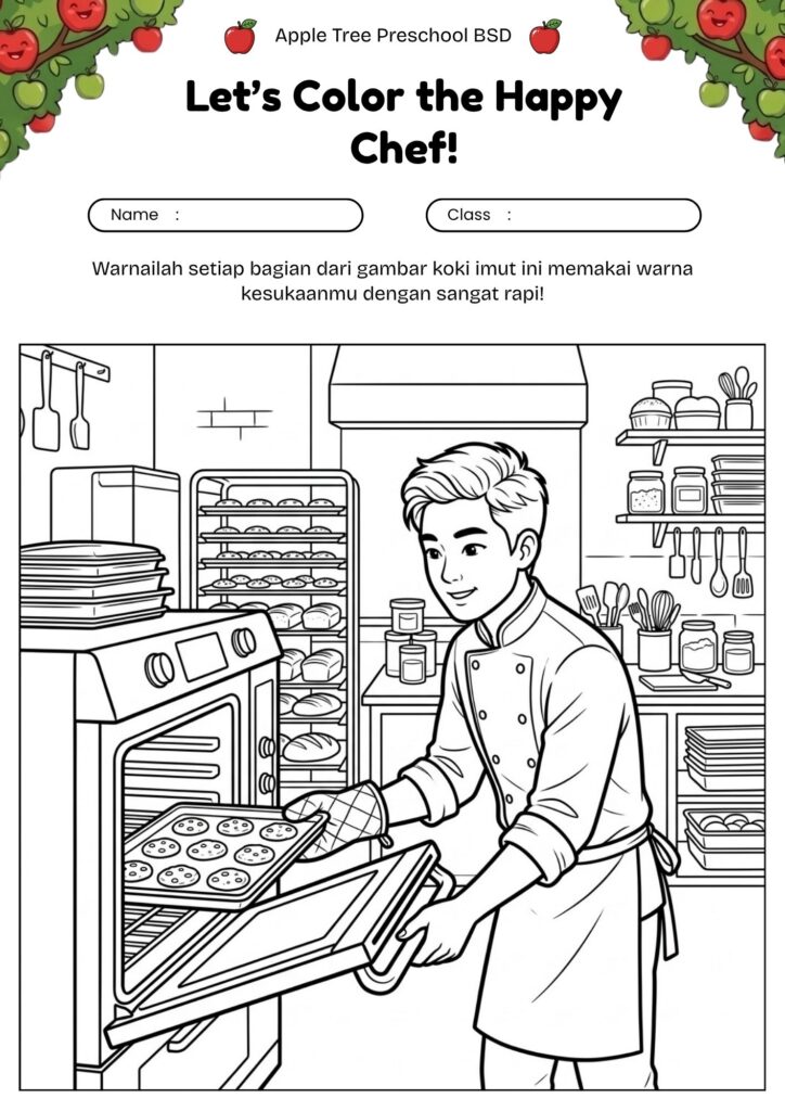 09_gambar_mewarnai_koki_cilik_di_depan_oven