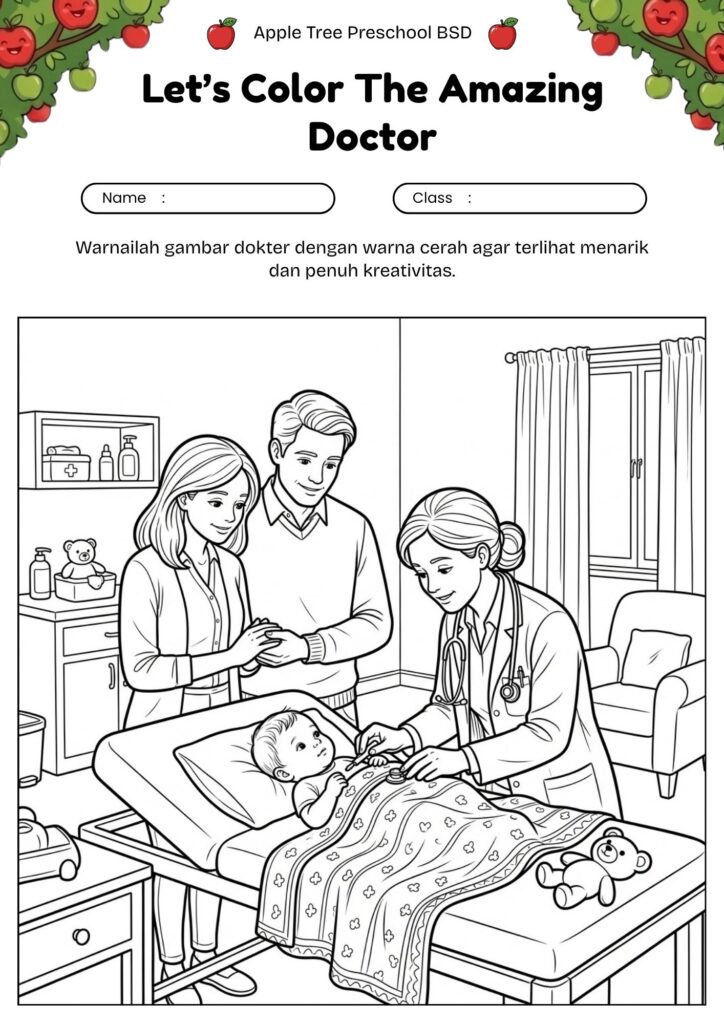 10_gambar_mewarnai_dokter_memeriksa_bayi_baby_doctor_checkup_coloring_page