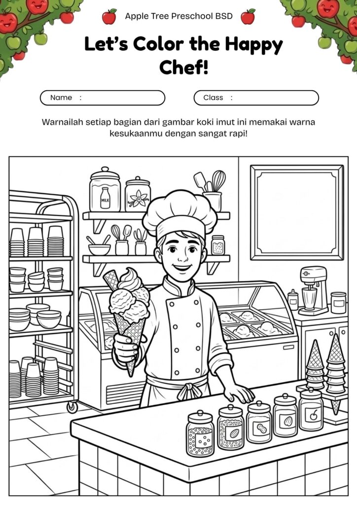 15_gambar_mewarnai_koki_lucu_dengan_es_krim