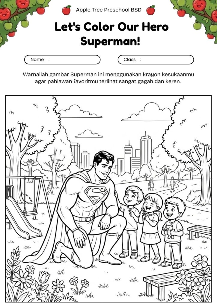19_gambar_mewarnai_superman_bersama_anak_anak
