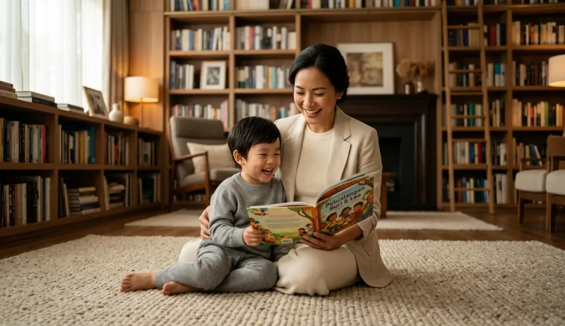 2. membacakan buku anak reading storybook to kids stimulasi kecerdasan parent child bonding_www.appletreebsd.com