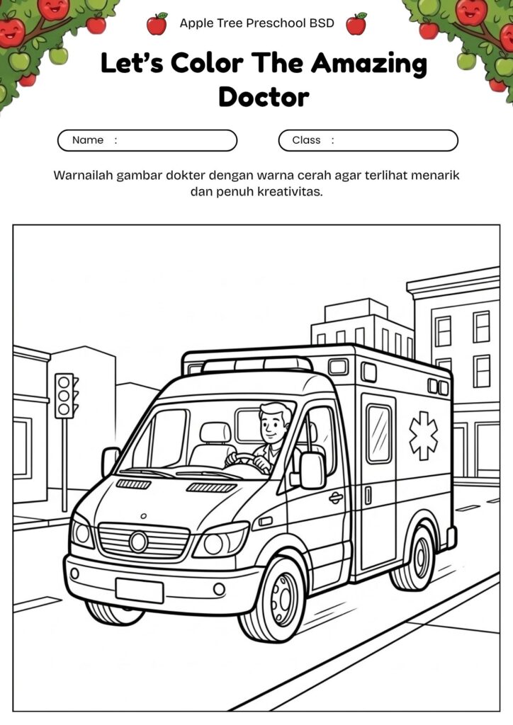 24_gambar_mewarnai_dokter_mengendarai_ambulans_doctor_driving_ambulance_coloring_page